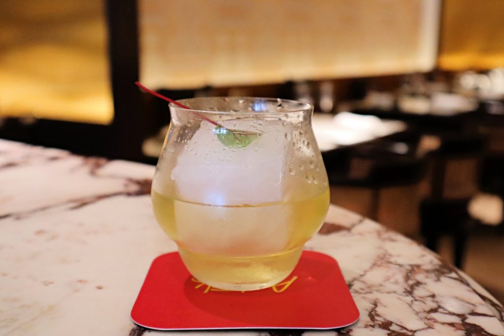 Adrak's signature cocktail, Kerala Back Waters sits on the restaurant's table.