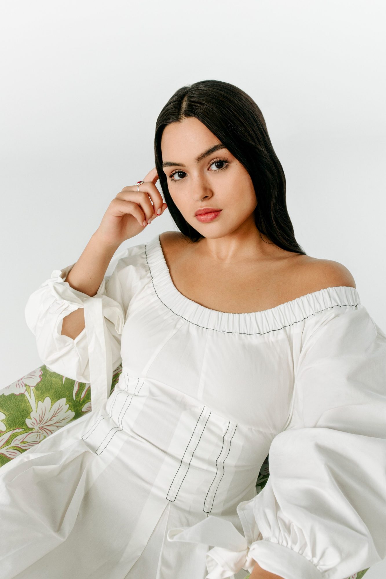 Anna Lambe in white dress