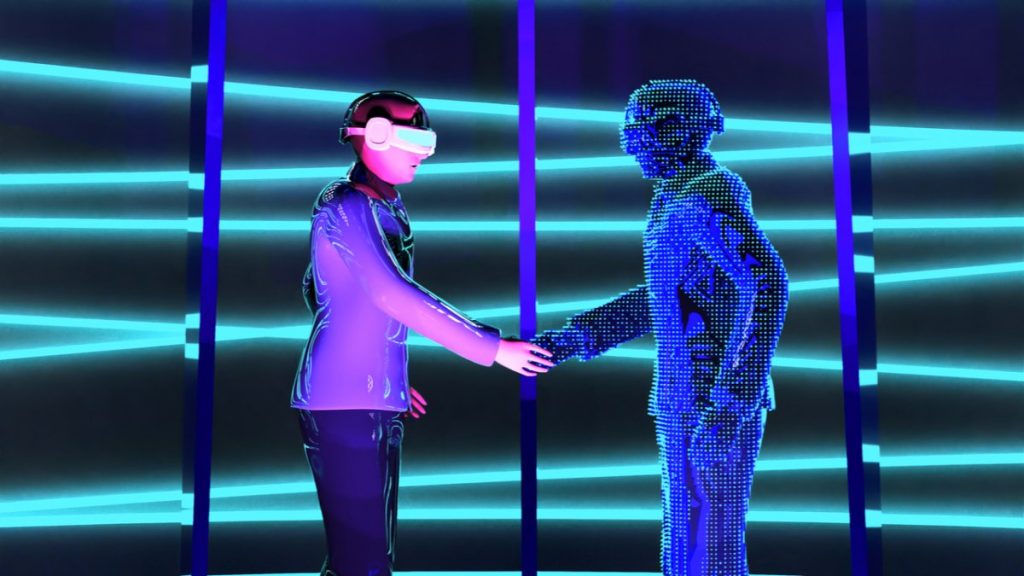 Man experiencing a virtual reality headset for the first time