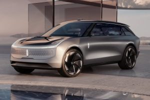 Lincoln Star SUV electric vehicle sits in a showroom