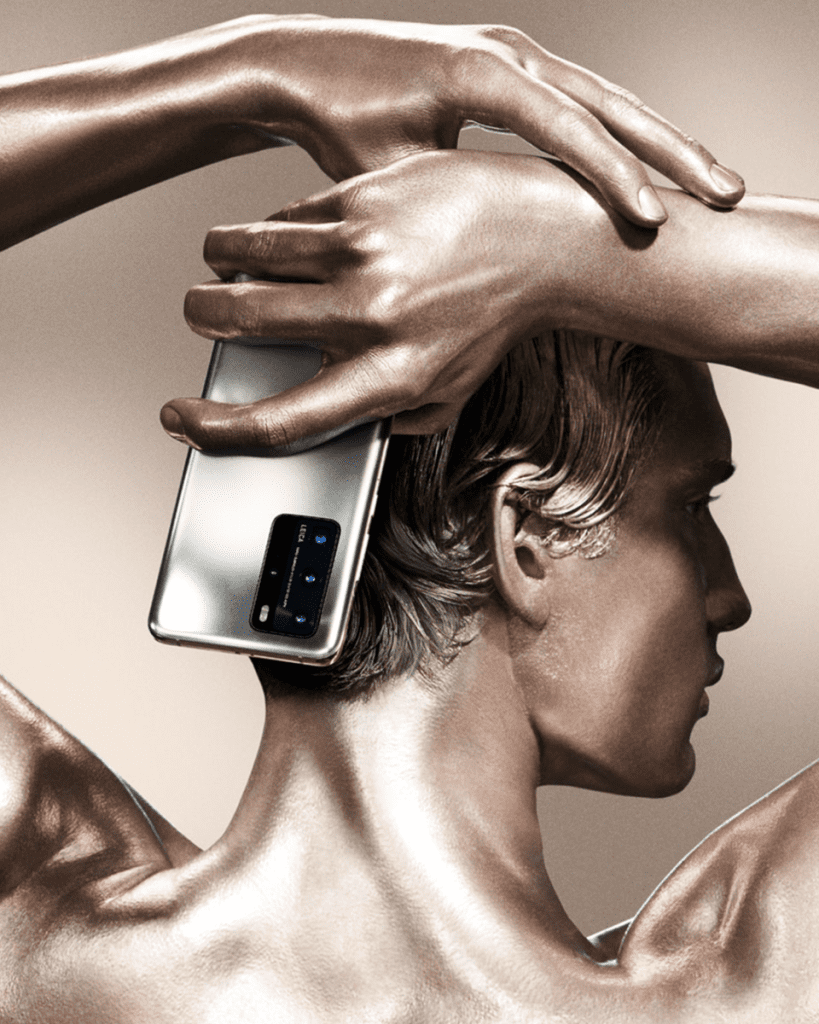 man holding Huawei P40 Pro smartphone