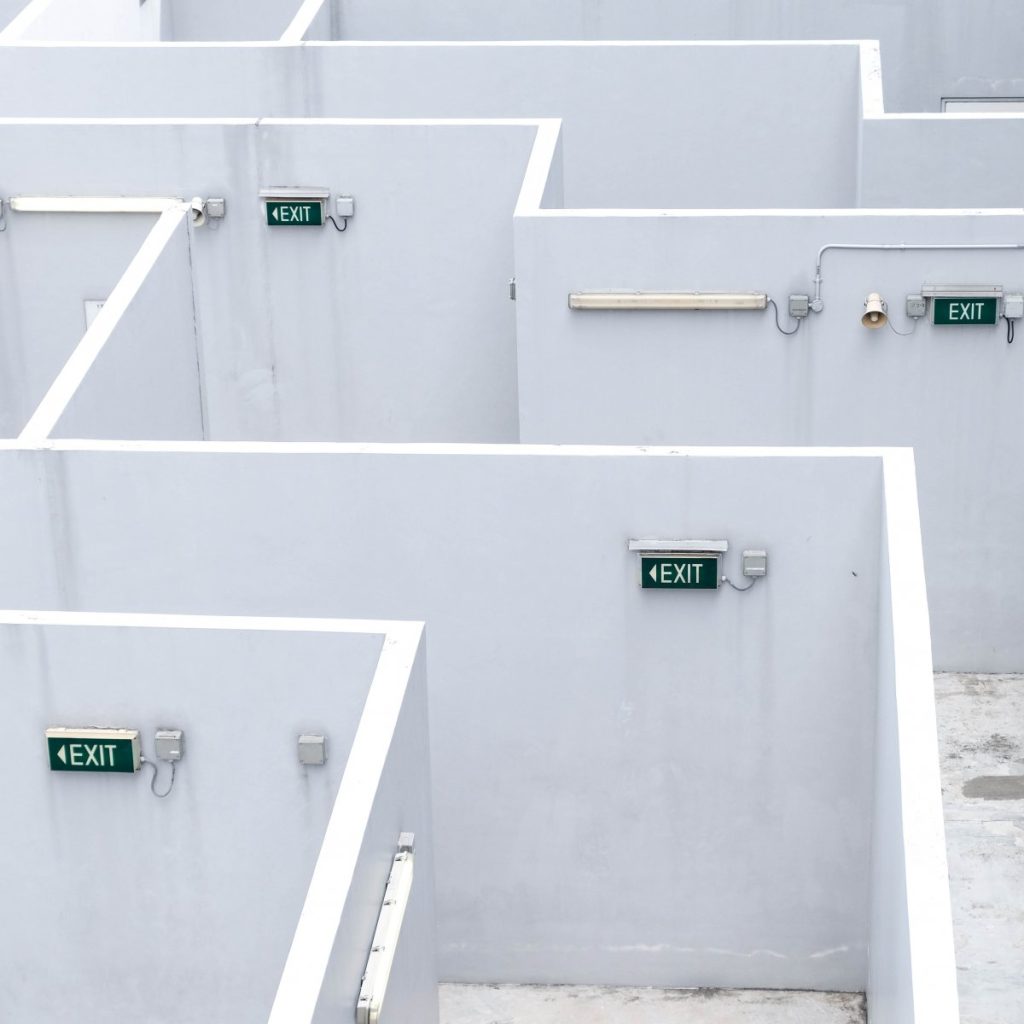 Photo of a white empty office building
