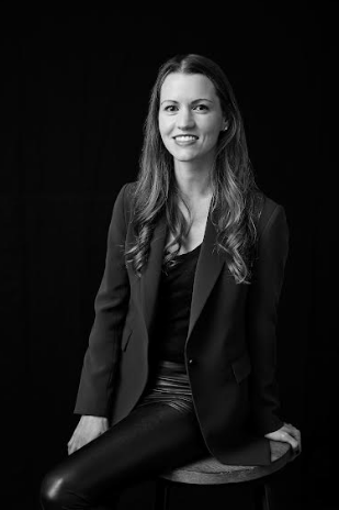 Black and white photo of Meghan Roach